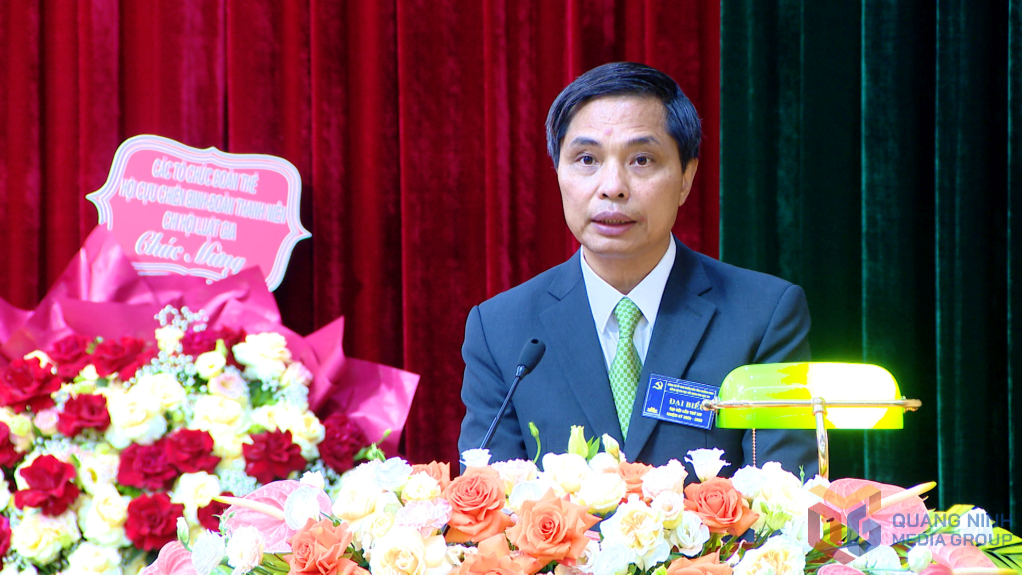 Ông Vũ Văn Diện, Ủy viên Ban Thường vụ Tỉnh ủy, Phó Bí thư Thường trực Đảng ủy UBND tỉnh, Phó Chủ tịch Thường trực UBND tỉnh phát biểu tại Đại hội.