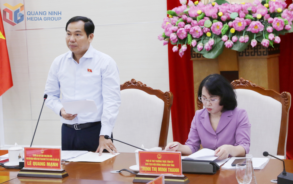 Ông Lê Quang Mạnh, Phó Chủ nhiệm Thường trực Ủy ban Kinh tế và Tài chính của Quốc hội, phát biểu tại buổi làm việc.