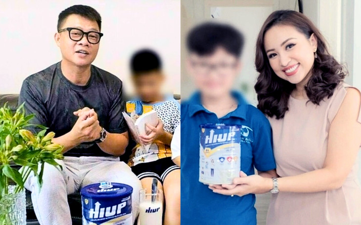 BTV Quang Minh, MC Vân Hugo trong hình ảnh quảng cáo sữa Hiup. Hai người nổi tiếng này bị phạt lần lượt 37,5 và 70 triệu đồng. (Ảnh chụp màn hình) BTV Quang Minh, MC Vân Hugo trong hình ảnh quảng cáo sữa Hiup. Hai người nổi tiếng này bị phạt lần lượt 37,5 và 70 triệu đồng. (Ảnh chụp màn hình)
