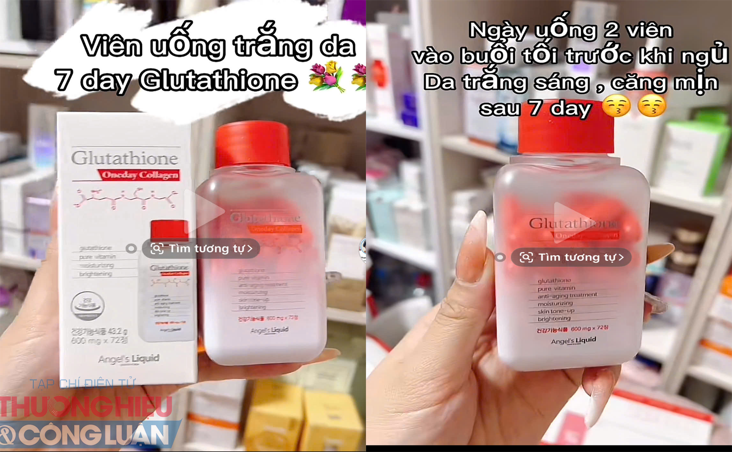 Sản phẩm viên uống trắng da được quảng cáo uống trước khi đi ngủ da sẽ trở lên trắng sáng, căng mịn sau 7 ngày. (Ảnh nhân vật cung cấp). Sản phẩm viên uống trắng da được quảng cáo uống trước khi đi ngủ da sẽ trở lên trắng sáng, căng mịn sau 7 ngày. (Ảnh nhân vật cung cấp).