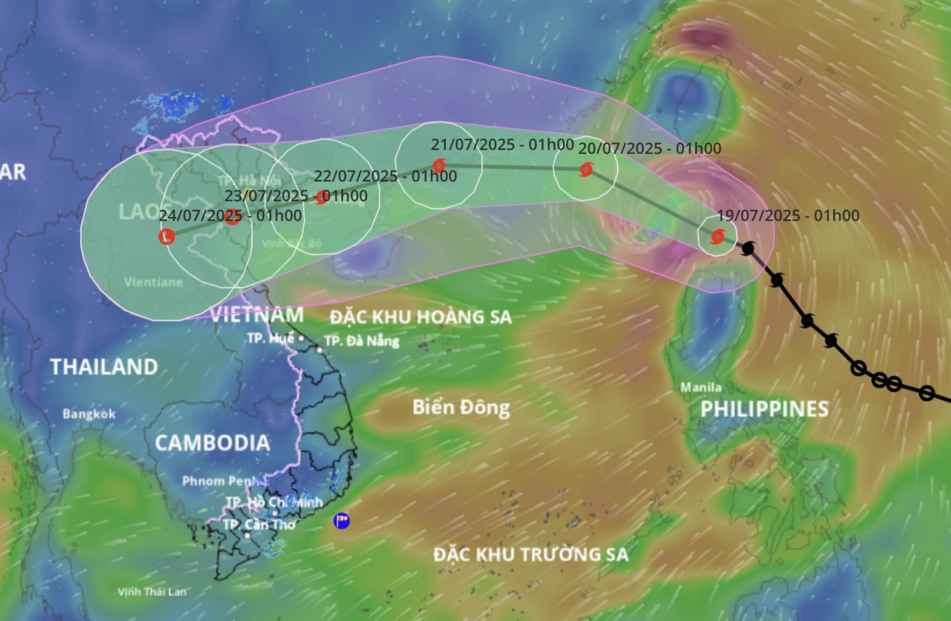 Bão Wipha sẽ ảnh hưởng đến nhiều nơi ở Bắc Bộ và Bắc Trung Bộ gây mưa lớn