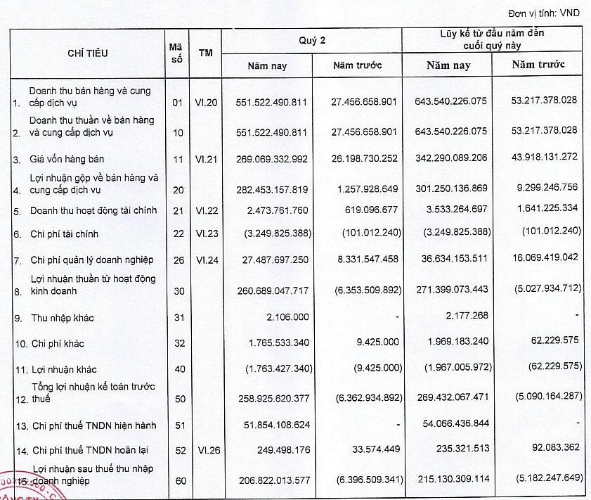 Kết quả kinh doanh quý II/2025 của D2D