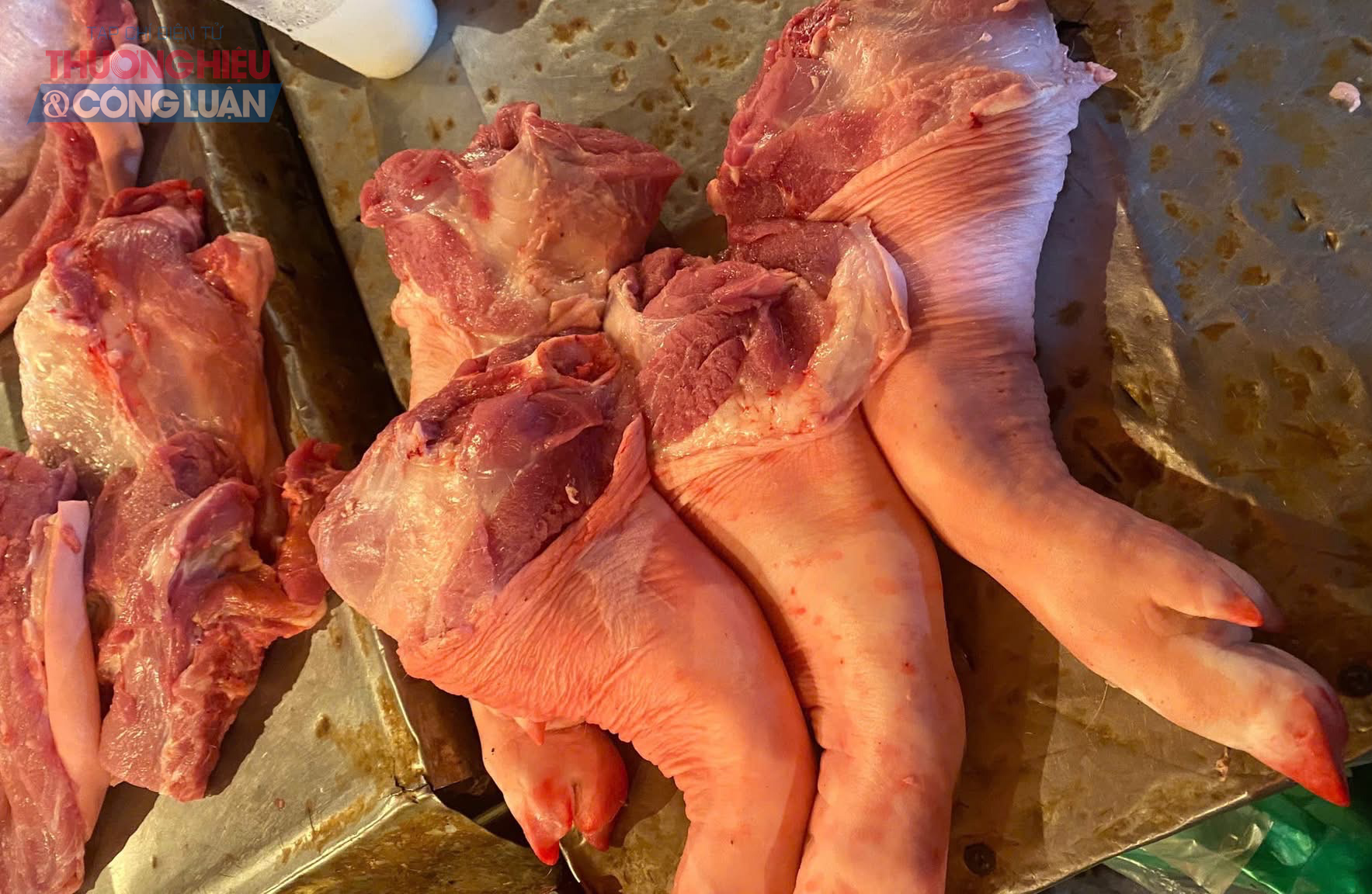 Thịt heo ngon và an toàn thường có màu đỏ hồng hoặc đỏ sẫm, phần mỡ trắng, chắc, không chảy nước và không có mùi lạ. (Ảnh minh họa)