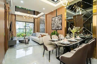 Phòng khách căn 2PN - căn hộ mẫu Symlife