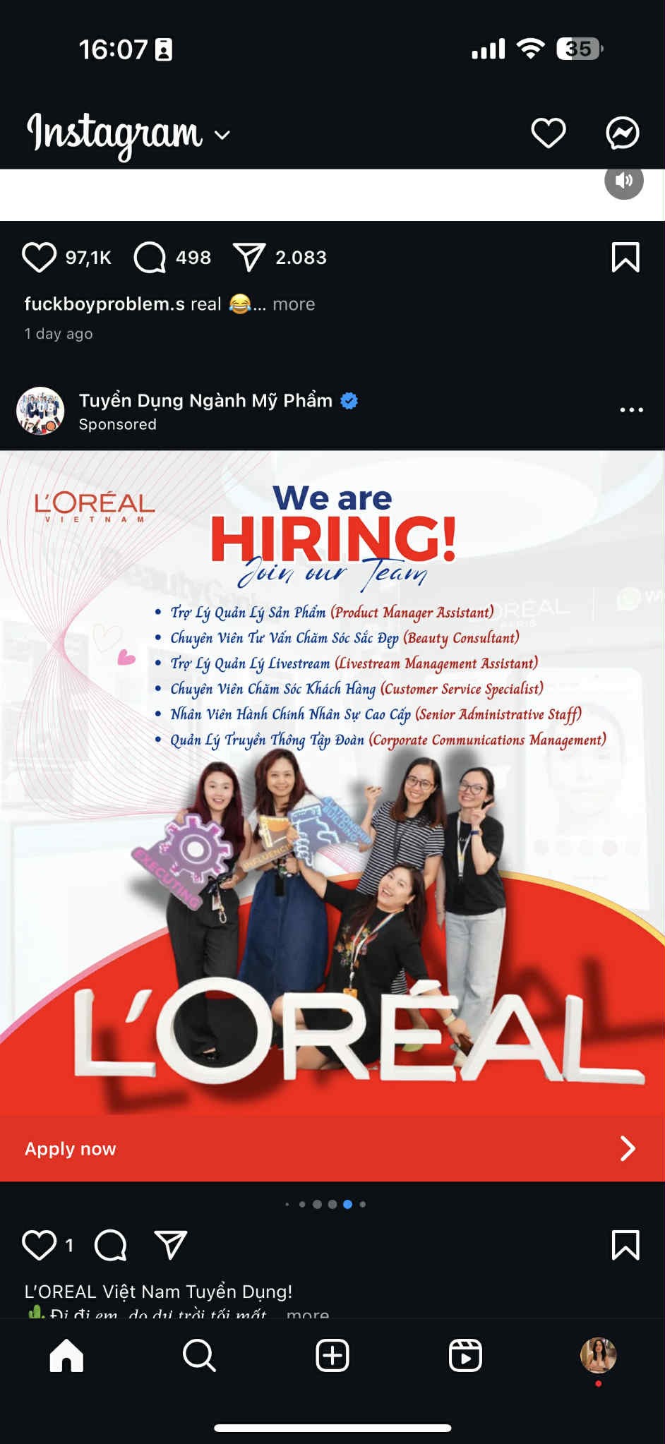 Một số hình ảnh thông tin tuyển dụng giả mạo L'Oréal