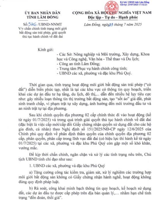 Lâm Đồng chấn chỉnh tình trạng gây nhiễu loạn thị trường BĐS, tạo 'sốt ảo' giá đất