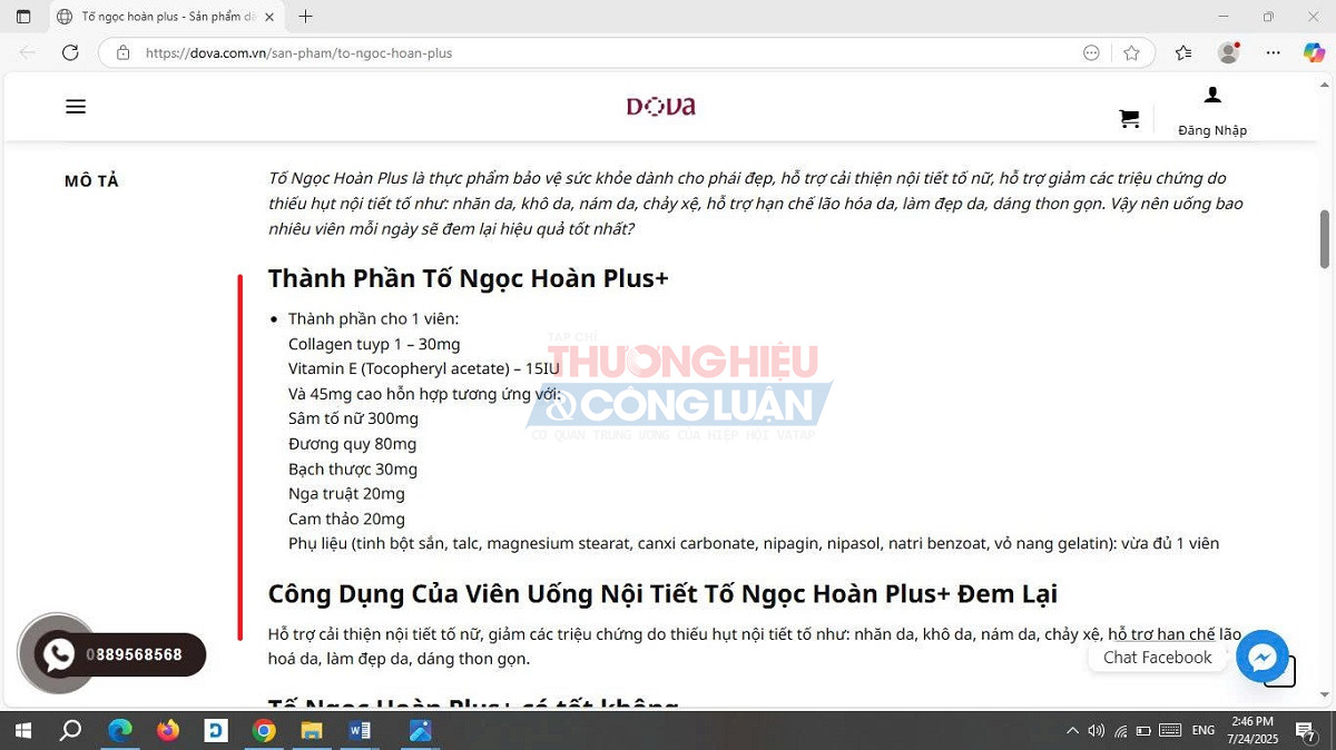 Tất cả những từ ngữ “thần dược” hóa trước đó đã bị cắt bỏ (ảnh chụp màn hình 24/7)