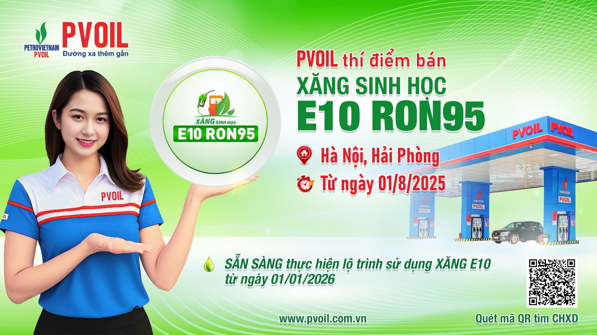 Tổng công ty Dầu Việt Nam thí điểm bán xăng sinh học E10 RON95