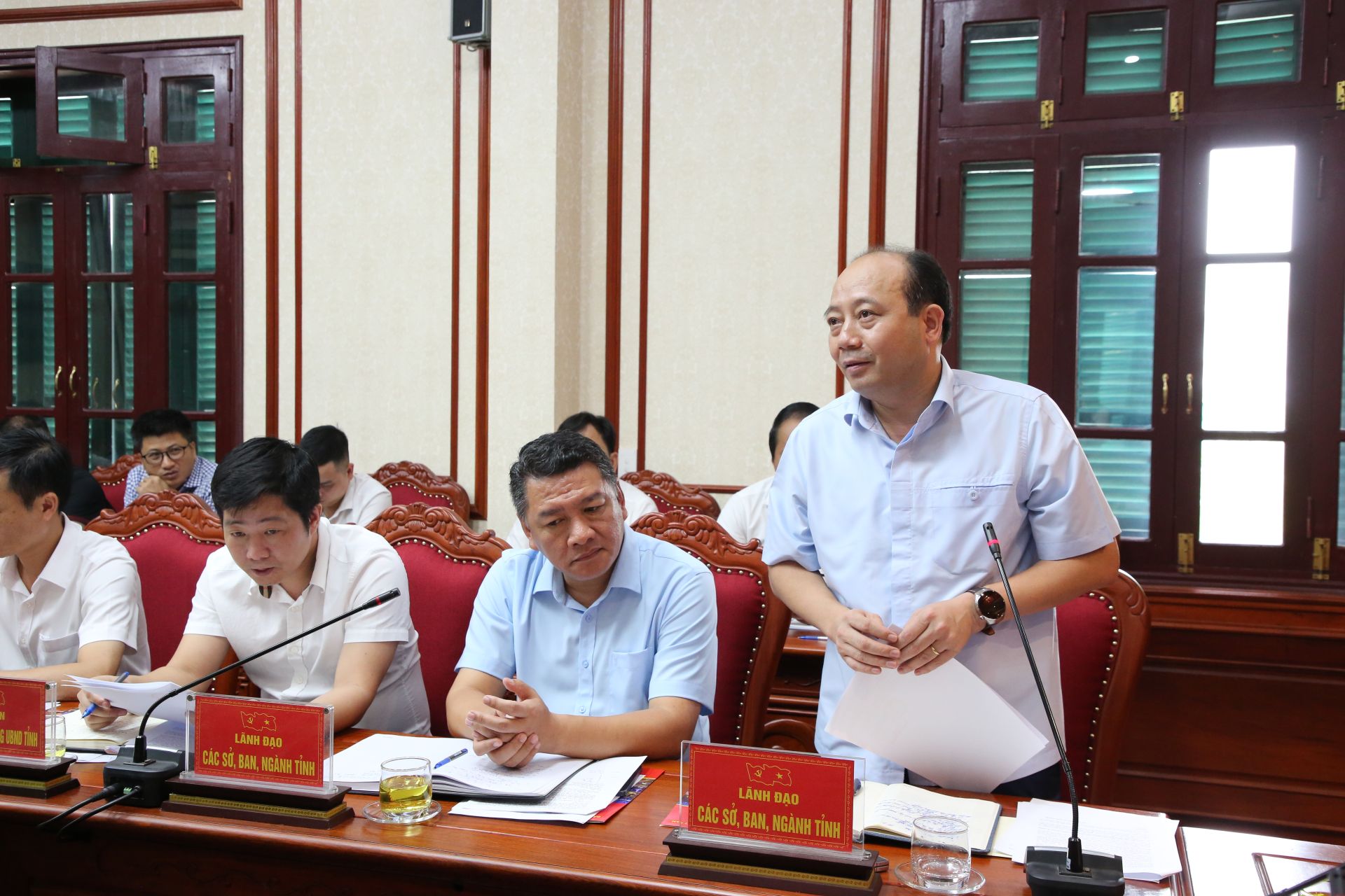 Trưởng Ban Quản lý dự án Dân dụng và phát triển đô thị tỉnh Bắc Ninh số 2 Hoàng Bá Huy phát biểu tại buổi làm việc