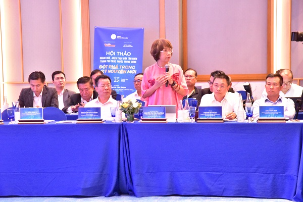 PGS.TS. Nguyễn Thị Thu Phương- Viện Trưởng Viện Văn hóa, Nghệ thuật, Thể thao và Du lịch Việt Nam phát biểu