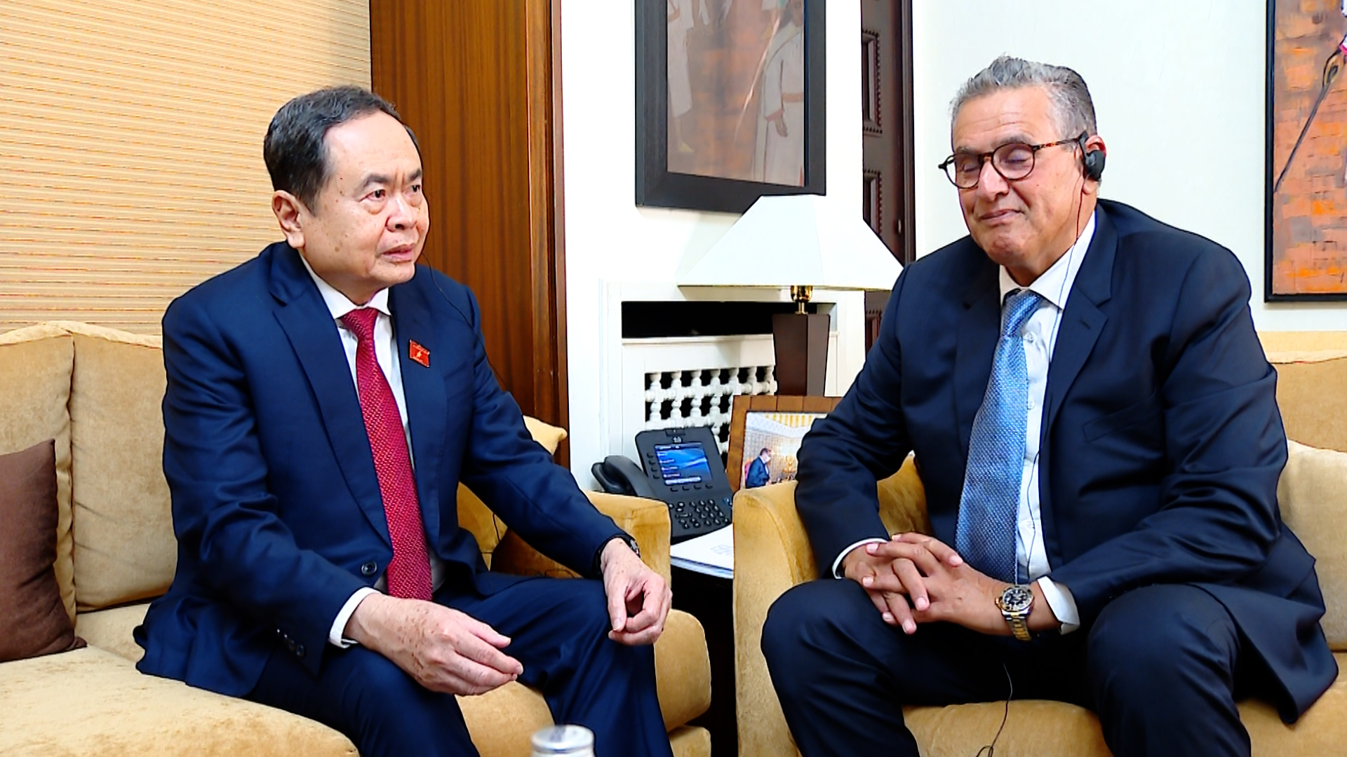 Chủ tịch Quốc hội Trần Thanh Mẫn hội kiến Thủ tướng Vương quốc Morocco Aziz Akhannouch