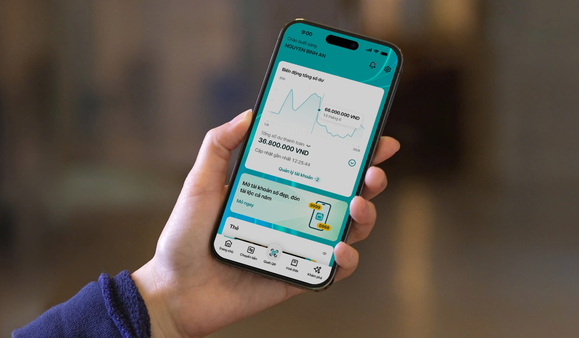 Trải nghiệm giao dịch chuyển tiền nhanh chóng trên ứng dụng ABBANK nhờ công nghệ hiện đại, giao diện được thiết kế đơn giản, trực quan