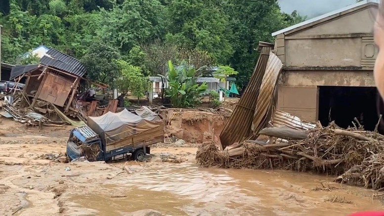 Hiện trường lũ quét ở xã Chiềng Sơ, tỉnh Sơn La.