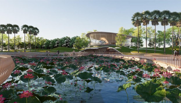 Khu đô thị cao cấp Mê Linh ưu tiên diện tích lớn cho không gian cảnh quan, cây xanh. Ảnh: Minh họa (Sun Property)