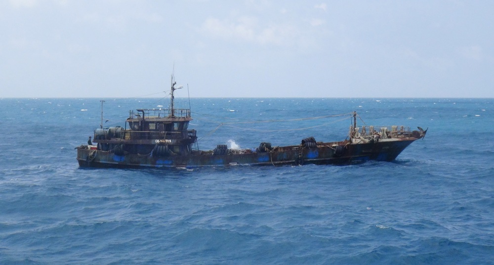 Tàu cá QB 96679 TS tại thời điểm bị phát hiện.