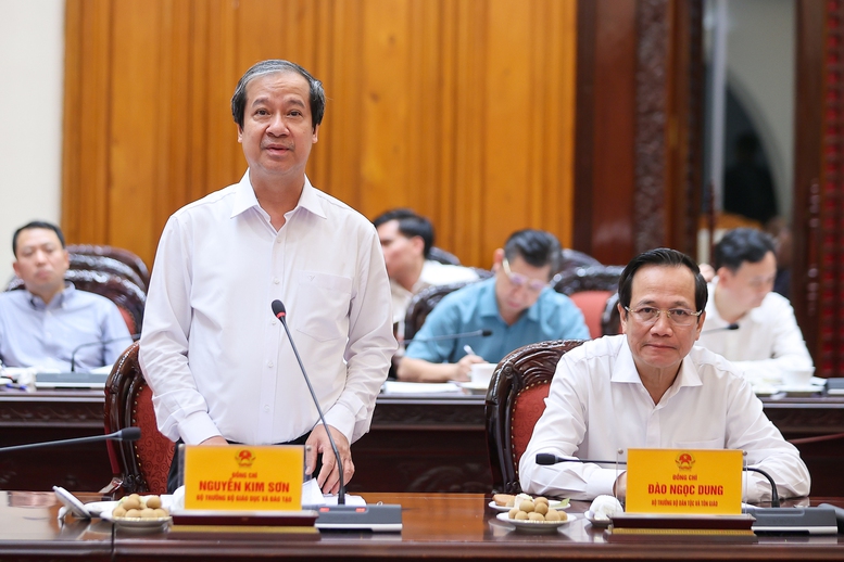 Bộ trưởng Bộ Giáo dục và Đào tạo Nguyễn Kim Sơn phát biểu - Ảnh: VGP/Nhật Bắc