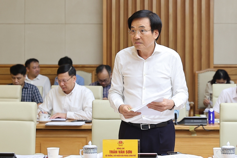 Bộ trưởng, Chủ nhiệm Văn phòng Chính phủ Trần Văn Sơn phát biểu tại Hội nghị - Ảnh: VGP/Nhật Bắc Bộ trưởng, Chủ nhiệm Văn phòng Chính phủ Trần Văn Sơn phát biểu tại Hội nghị - Ảnh: VGP/Nhật Bắc