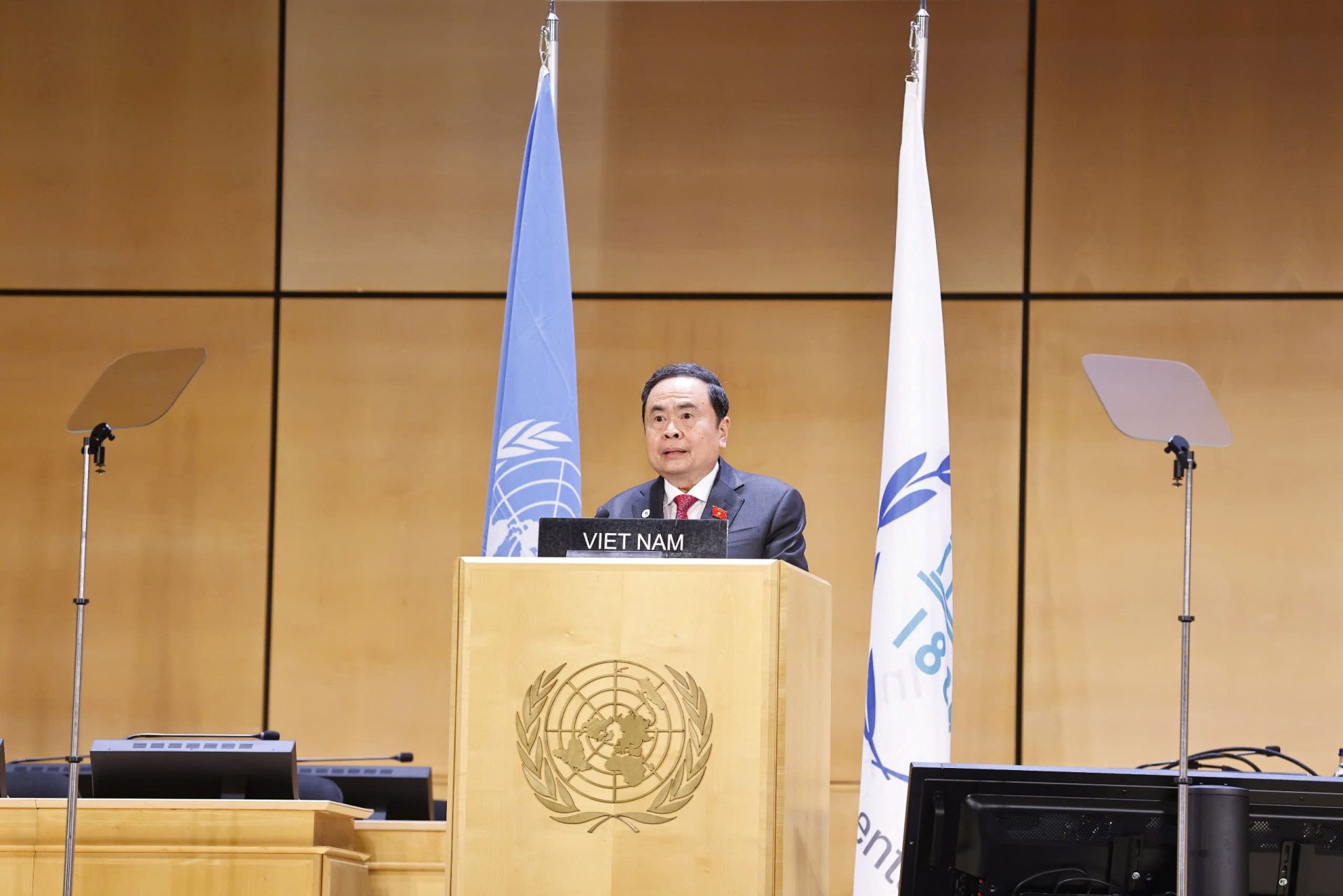 Chủ tịch Quốc hội Trần Thanh Mẫn phát biểu tại Phiên thảo luận chung của Hội nghị các Chủ tịch Quốc hội thế giới lần thứ 6.