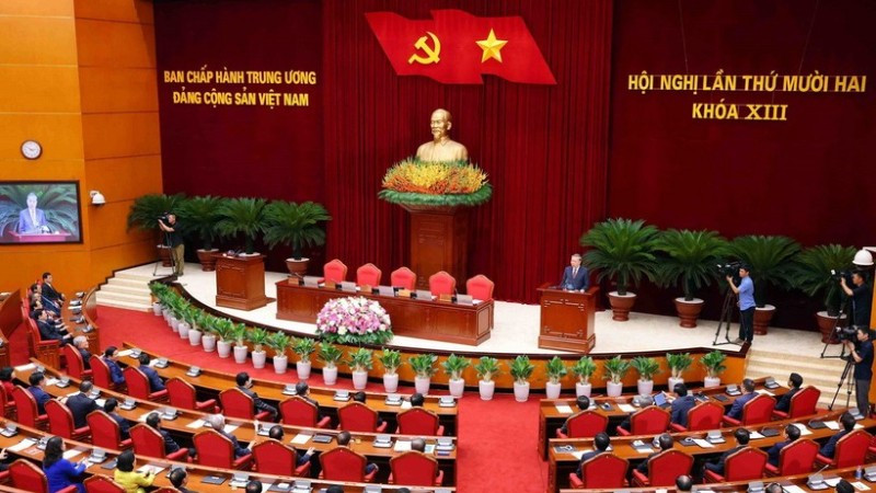 Quang cảnh Hội nghị lần thứ mười hai Ban Chấp hành Trung ương Đảng khóa XIII. (Ảnh: TTXVN)