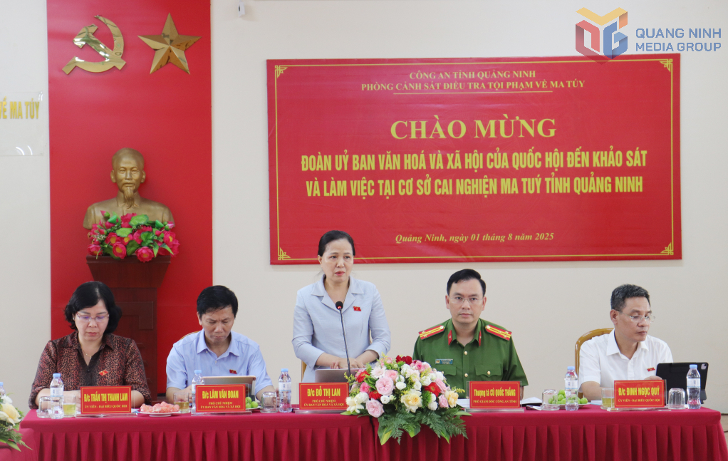 Bà Đỗ Thị Lan, Phó Chủ nhiệm Ủy ban Văn hóa và Xã hội của Quốc hội phát biểu tại buổi làm việc.