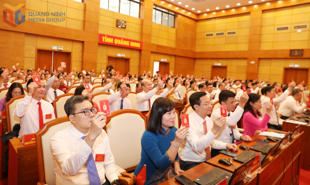 Các đại biểu biểu quyết thông qua Nghị quyết Đại hội.