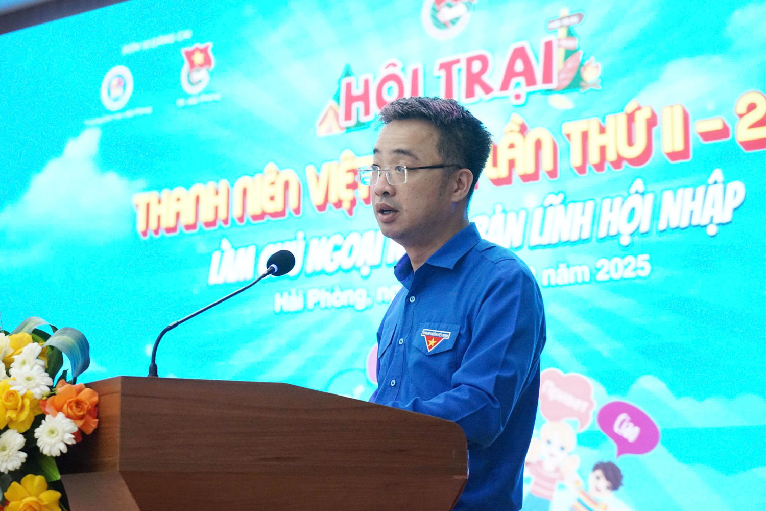 Đồng chí Nguyễn Tường Lâm, Bí thư Trung ương Đoàn, Chủ tịch Hội LHTN Việt Nam phát biểu khai mạc.