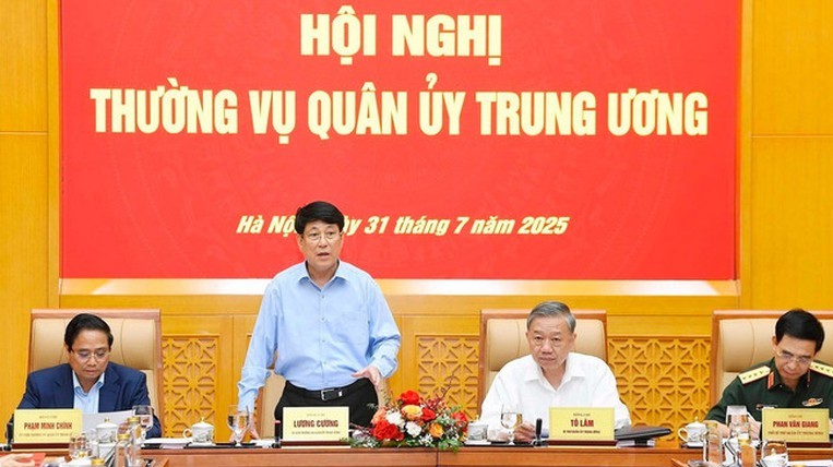 Chủ tịch nước Lương Cường phát biểu tại hội nghị - Ảnh: TTXVN