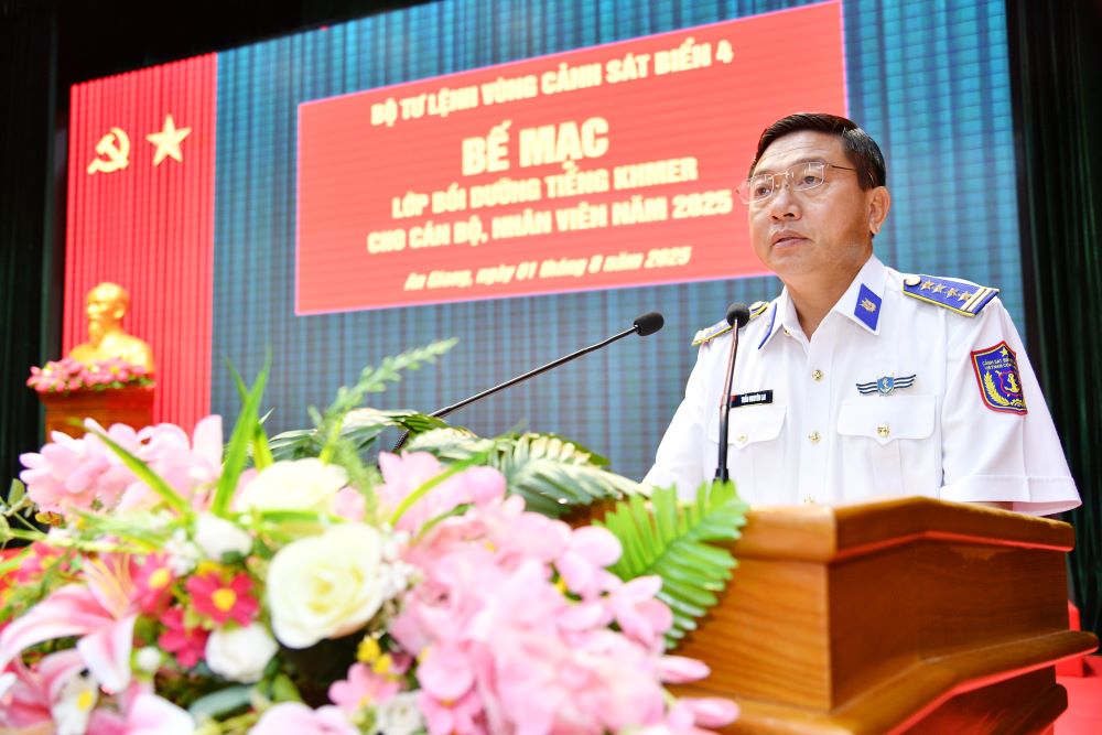 Đại tá Trần Nguyên Lai, Phó Tư lệnh – Tham mưu trưởng – Trưởng Ban Chỉ đạo thực hiện Đề án phát biểu Bế giảng.