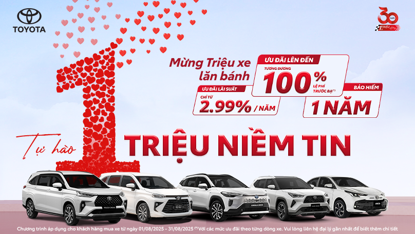 Toyota Việt Nam công bố doanh số bán hàng tháng 7 và Chương trình ưu đãi mua xe trong tháng 8