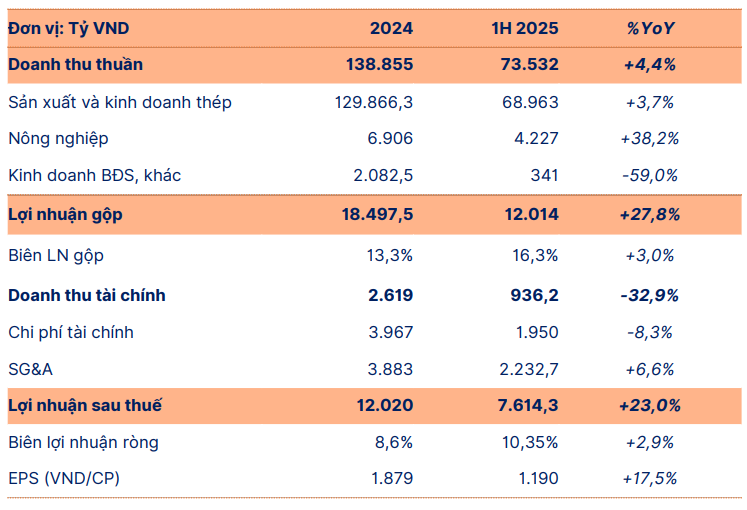 Kết quả kinh doanh của HPG trong nửa đầu năm 2025 Kết quả kinh doanh của HPG trong nửa đầu năm 2025