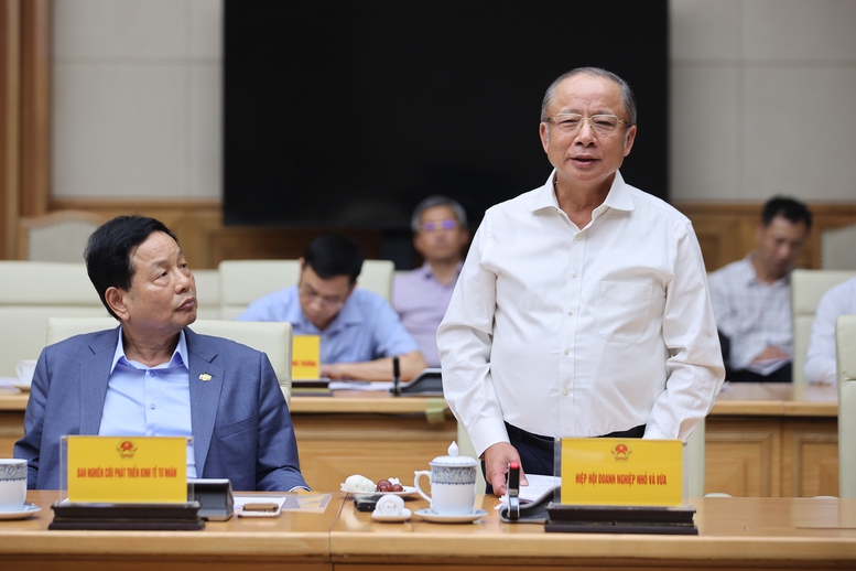 Chủ tịch Hiệp hội Doanh nghiệp nhỏ và vừa Nguyễn Văn Thân phát biểu tại phiên họp - Ảnh: VGP/Nhật Bắc
