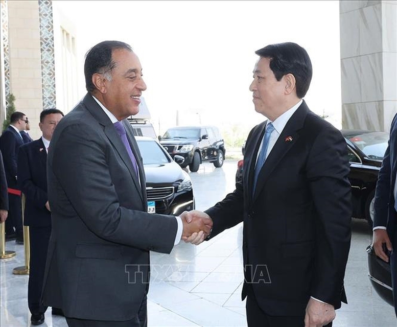 Chủ tịch nước Lương Cường trân trọng cảm ơn các nhà lãnh đạo và nhân dân Ai Cập đã dành cho đoàn đại biểu cấp cao Việt Nam sự đón tiếp chân tình và trọng thị. Chủ tịch nước Lương Cường trân trọng cảm ơn các nhà lãnh đạo và nhân dân Ai Cập đã dành cho đoàn đại biểu cấp cao Việt Nam sự đón tiếp chân tình và trọng thị.