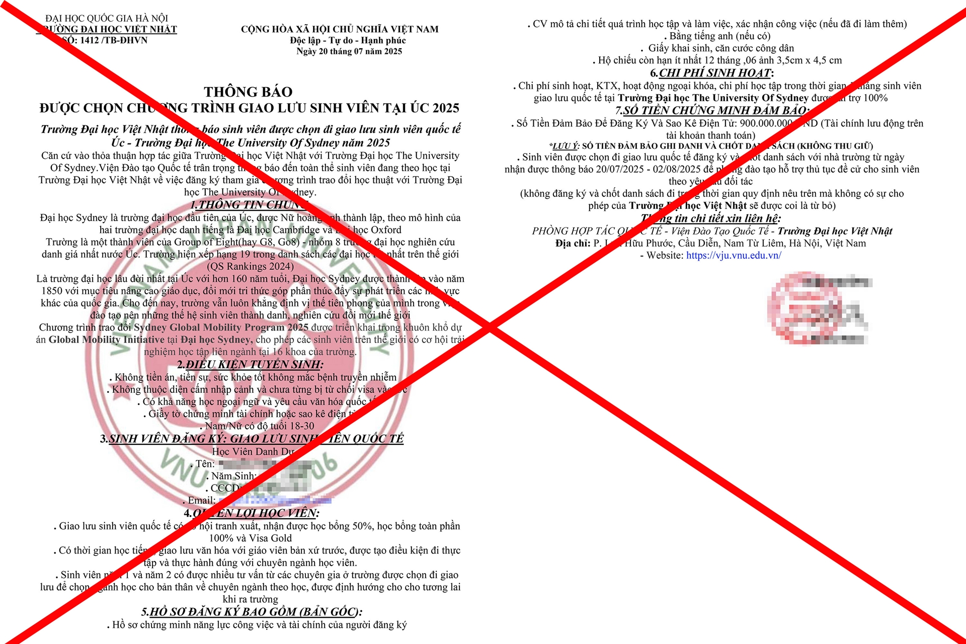 Hình ảnh giả mạo văn bản của ĐHQGHN và các đơn vị thành viên.
