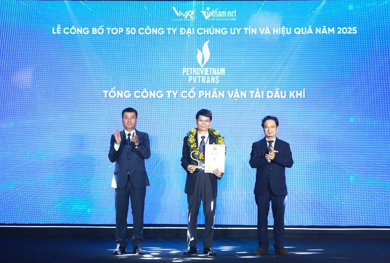 PVTrans là một trong ba đơn vị thuộc Petrovietnam được đánh giá cao trong Bảng xếp hạng VIX50 năm 2025