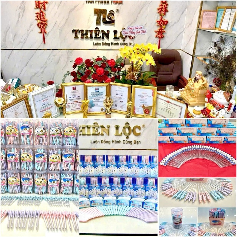 Bút bi Thiên Lộc – Sản phẩm đạt chuẩn quốc tế: Ngòi bi và mực nhập khẩu từ Thụy Sĩ – Tây Đức, cho nét viết ổn định, đều mực, không gây lem