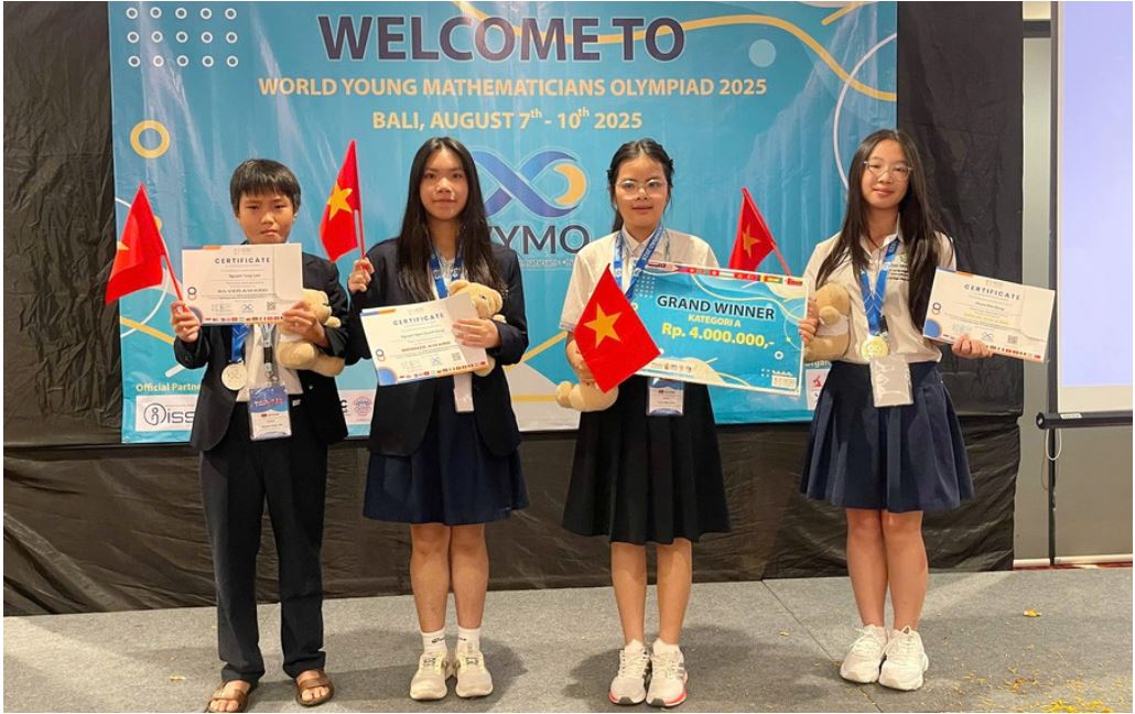 Việt Nam giành 4 huy chương tại Olympic nhà Toán học Trẻ Thế giới 2025