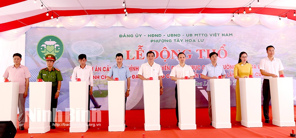 Phường Tây Hoa Lư khởi công cải tạo tuyến đường trục chính, chào mừng Đại hội Đảng các cấp