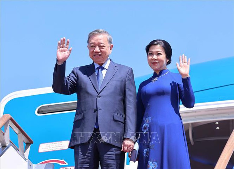 Tổng Bí thư Tô Lâm và Phu nhân đến thủ đô Seoul, bắt đầu chuyến thăm cấp Nhà nước tới Hàn Quốc - Ảnh: TTXVN