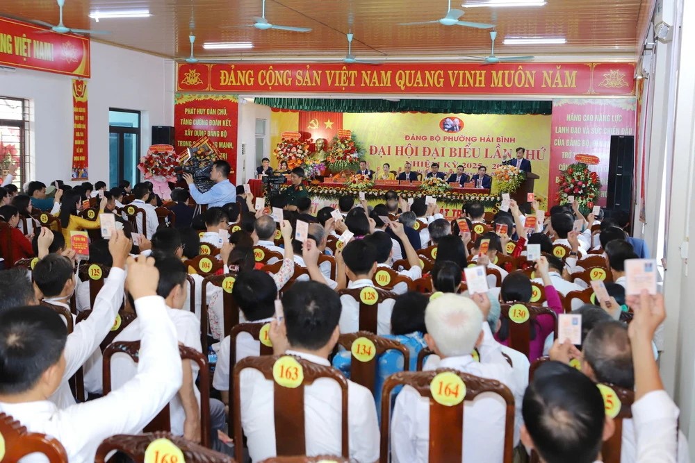 Đại biểu biểu quyết thông qua Nghị quyết Đại hội. Đại biểu biểu quyết thông qua Nghị quyết Đại hội.