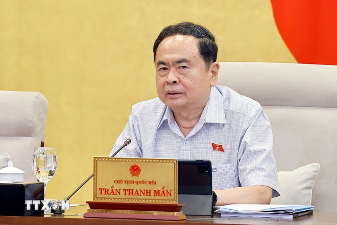 Chủ tịch Quốc hội Trần Thanh Mẫn phát biểu. (Ảnh: Doãn Tấn/TTXVN)