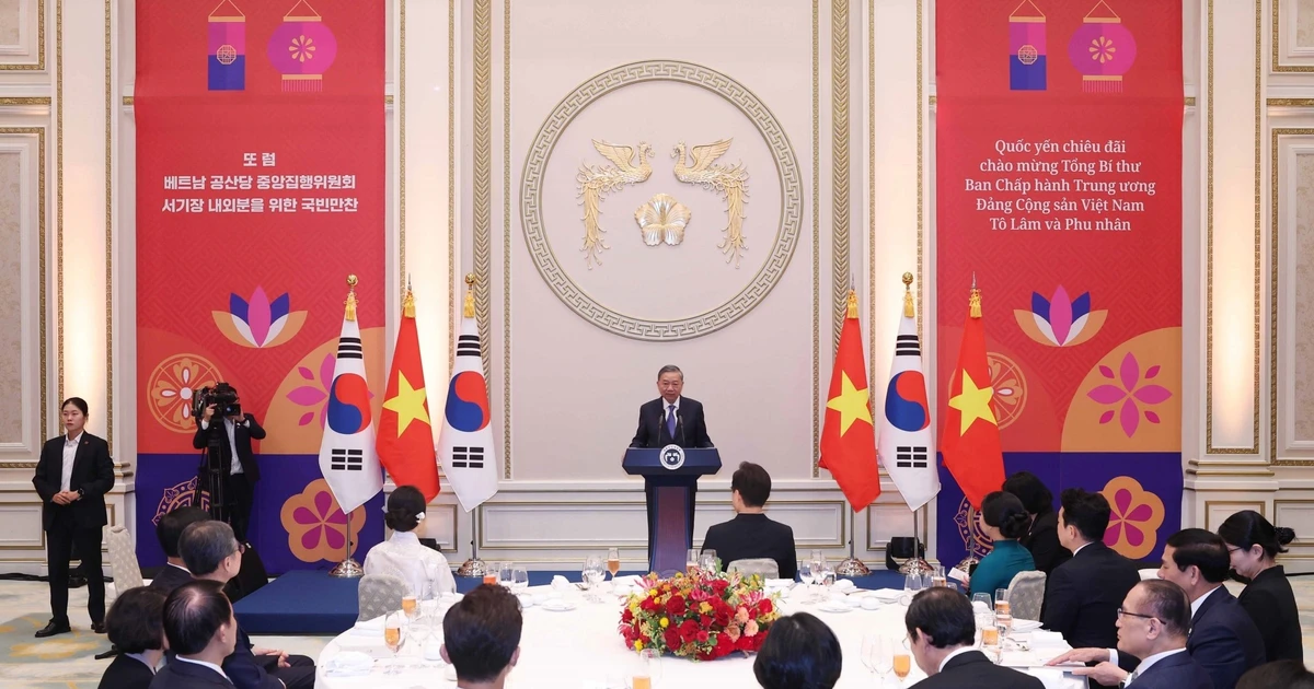 Tổng Bí thư Tô Lâm dự chiêu đãi do Tổng thống Hàn Quốc Lee Jae Myung chủ trì