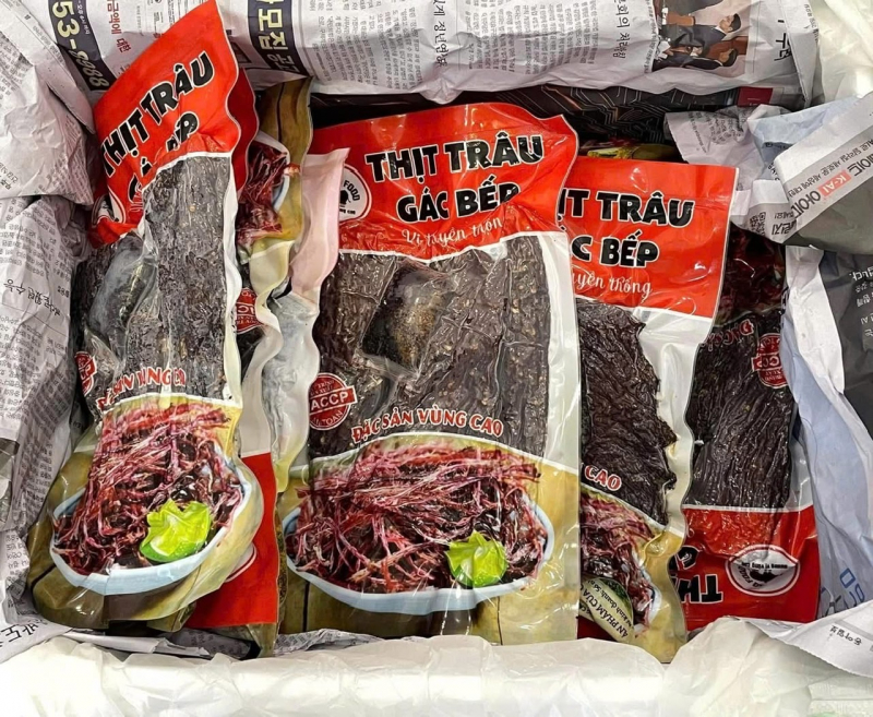 Thịt trâu nước ngoài không rõ nguồn gốc, được gắn mác thịt trâu gác bếp 