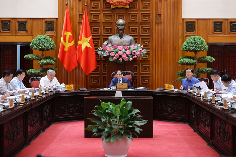 Thủ tướng Phạm Minh Chính chủ trì cuộc họp của Thường trực Chính phủ về công tác chuẩn bị tổ chức lễ khánh thành, khởi công các dự án, công trình chào mừng kỷ niệm 80 năm Quốc khánh - Ảnh: VGP/Nhật Bắc Thủ tướng Phạm Minh Chính chủ trì cuộc họp của Thường trực Chính phủ về công tác chuẩn bị tổ chức lễ khánh thành, khởi công các dự án, công trình chào mừng kỷ niệm 80 năm Quốc khánh - Ảnh: VGP/Nhật Bắc