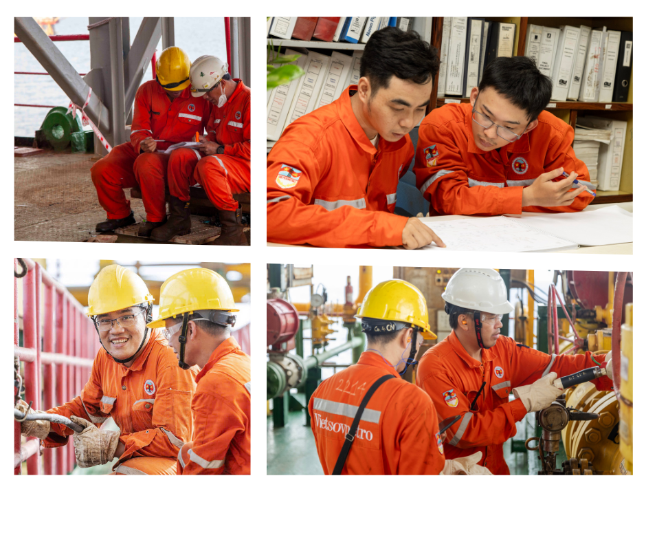 Điều đặc biệt tạo nên thành công của Xí nghiệp Khí 30 năm qua chính là tư duy sáng tạo đổi mới, không ngừng cải tiến – Ảnh: Các kỹ sư Xí nghiệp Khí họp bàn, trao đổi công việc