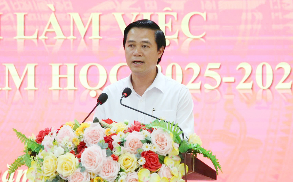 Đồng chí Lê Xuân Lợi - Phó Chủ tịch UBND tỉnh phát biểu kết luận buổi làm việc.