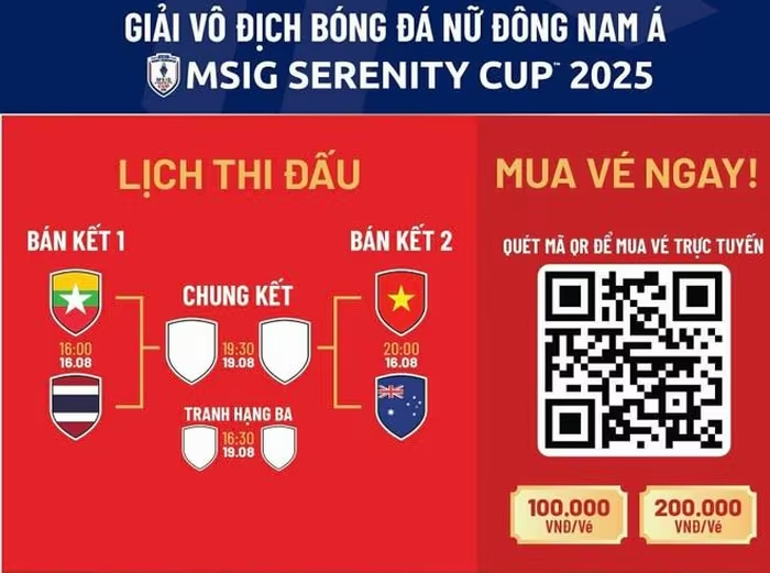 Vòng bán kết AFF Cup nữ 2025 với hai cặp đấu hấp dẫn.