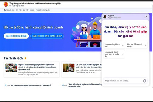 Chatbot tư vấn phát triển kinh doanh, cung cấp kiến thức hữu ích cho cá nhân, hộ kinh doanh và doanh nghiệp