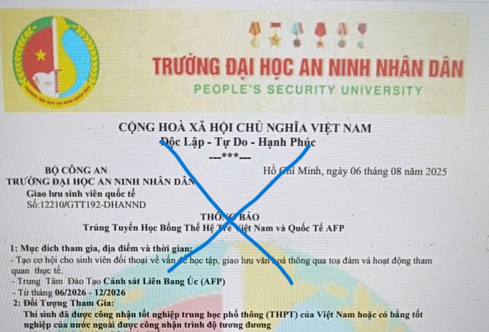 Thông tin giả mạo lừa đảo của đối tượng. Ảnh: Trường Đại học An ninh nhân dân