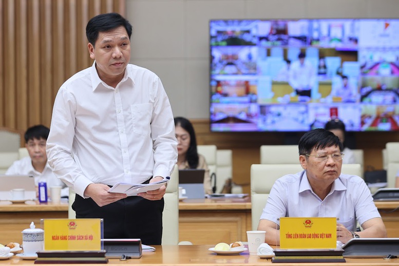 Đại diện Ngân hàng Chính sách xã hội phát biểu tại Hội nghị - Ảnh: VGP/Nhật Bắc