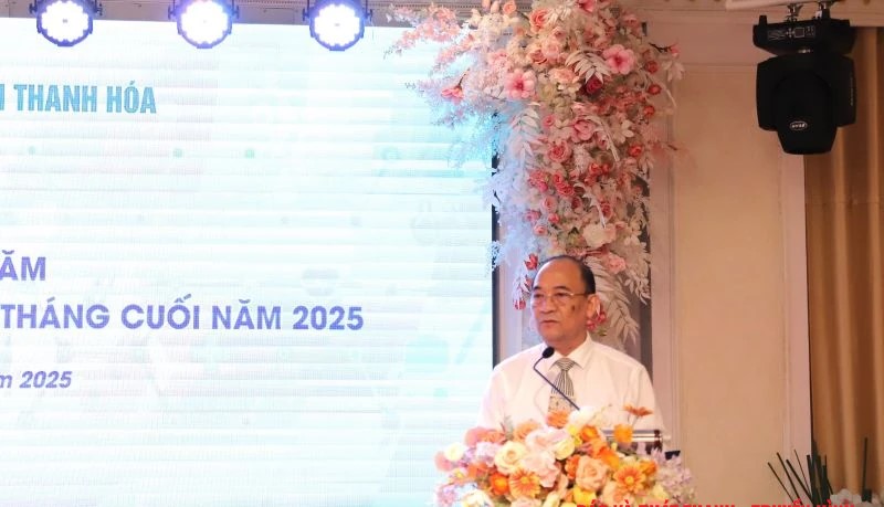 Chủ tịch Hiệp hội Y tế tư nhân tỉnh Thanh Hoá Tống Văn Hùng phát biểu khai mạc hội nghị.